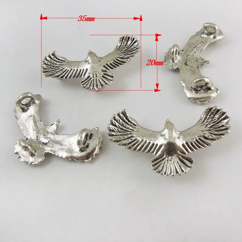 10PCS Vintage Man Antique Color Alloy Flying Eagle Charms Necklace Pendant Jewelry Connector Craft 35*20*7mm Jewelry Findings - Essential Love Store