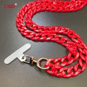 120cm Bevel Design Anti-lost Phone Lanyard Rope Neck Strap Colorful Portable Acrylic Cell Phone Chain Accessories Gifts Outdoor - Essential Love Store