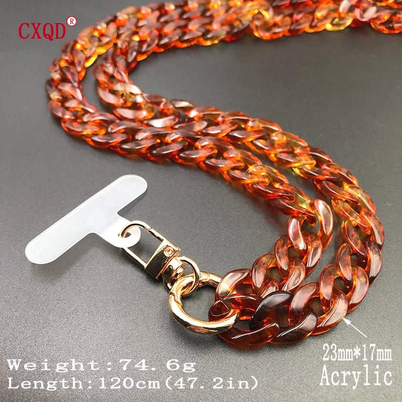 120cm Bevel Design Anti-lost Phone Lanyard Rope Neck Strap Colorful Portable Acrylic Cell Phone Chain Accessories Gifts Outdoor - Essential Love Store