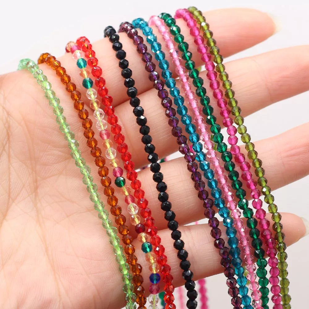 125 Pieces Spinel Beads Crystal Beads Loose DIY Jewelry Making Bracelet Necklace Accessories 3mm Length 38cm - Essential Love Store