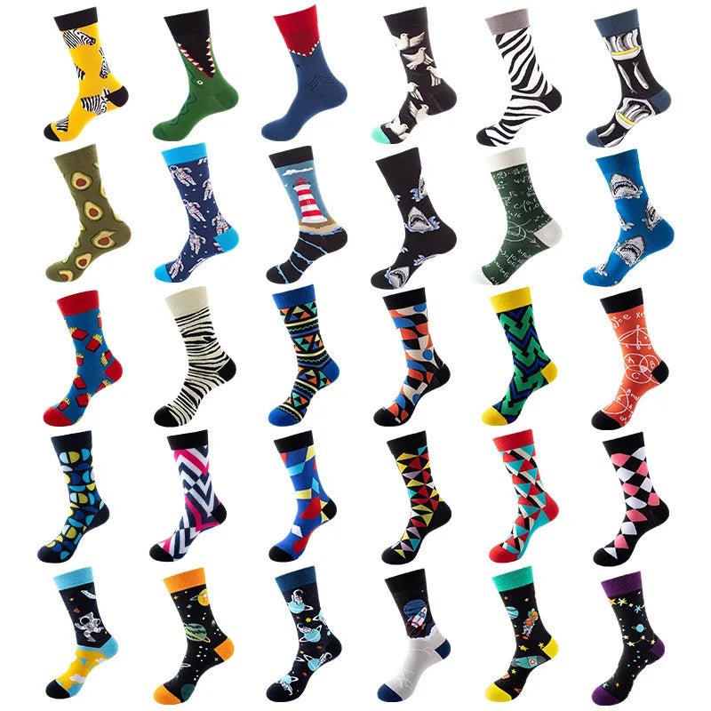 1pair PLUS SIZE 41-46 Combed Cotton Fashion Hip Hop Man woman Socks Harajuku fruit Skateboard animal Happy Socks Funny Sokken - Essential Love Store