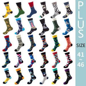 1pair PLUS SIZE 41-46 Combed Cotton Fashion Hip Hop Man woman Socks Harajuku fruit Skateboard animal Happy Socks Funny Sokken - Essential Love Store