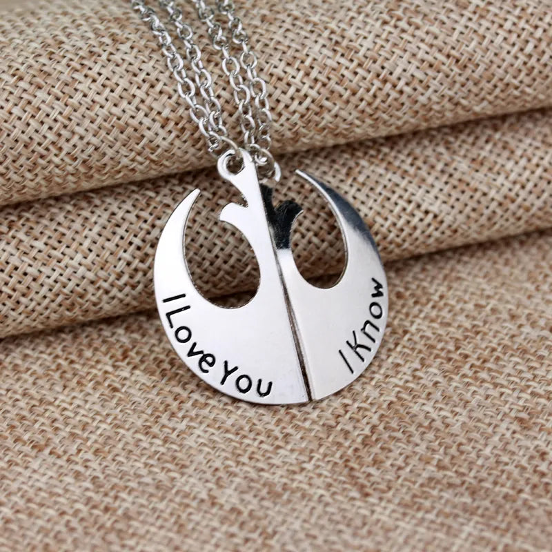 Star Wars Rebel Alliance Pendant Necklace I Love You I Know Lover's Couple Necklace Fashion Movie Jewelry