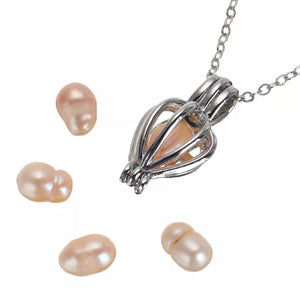 New 5 Natural Pearls Pearl of Love Wish Pendant Necklace Charm Necklace Gift Box Fashion Women Jewelry Lucky Gift DIY Jewelry