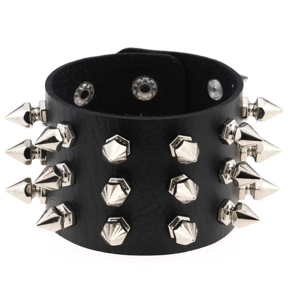 Emo Spike Bracelets For Women Men Goth Punk Vegan PU Leather Couple Bracelets Cuff Bangles Studded Halloween Wristband Jewelry