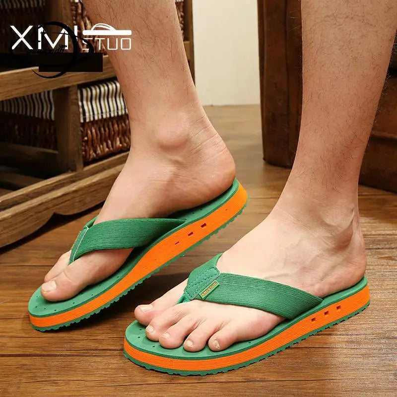 38-48 Plus Size Mens Slippers Male Summer Flip Flops Flat Heel Outside Beach Comfortable Light Breathable Man Shoes H20