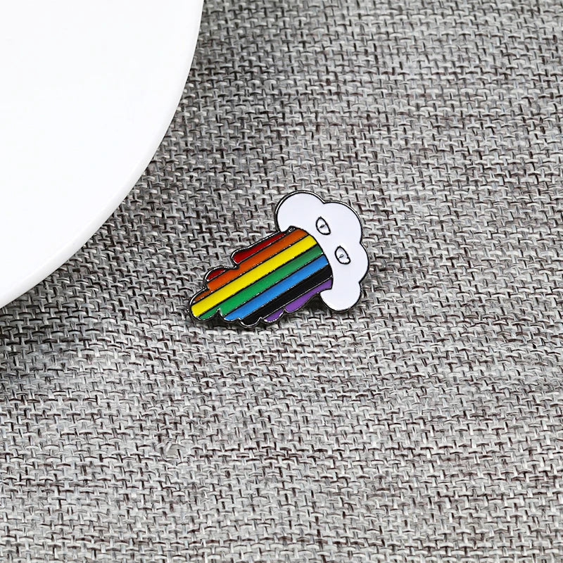 Rainbow Heart Cloud Brooch Pins Cartoon Colours Sheep Mouse Enamel Pin Coat Hat Letter Metal Badge LGBT Jewelry Lesbian Gay Gift