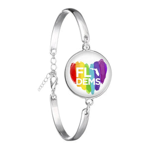 Gay Pride Rainbow Chain Bracelet Lesbian LGBT 18mm Glass Dome Cabochon Silver-Plated Bangle Jewelry For Women Men Lovers Gift