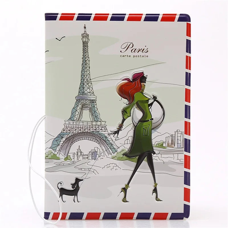 Fashion Miss love travel Passport Cover ID Credit Card Bag 3D Design PVC Leather Business Card Holder Passport Holder 14*10CM