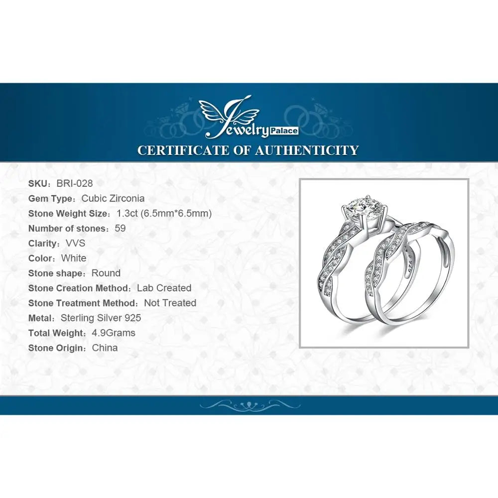 JewelryPalace 1.5ct Infinity Wedding Band Engagement Ring Set Cubic Zirconia Sumulated Diamond Love Knot Promise Ring for Women