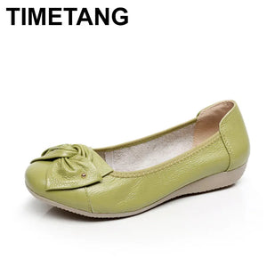 TIMETANG Plus size 34-43 women genuine leather flat shoes woman work shoes newest fashion female casual single shoes women flats