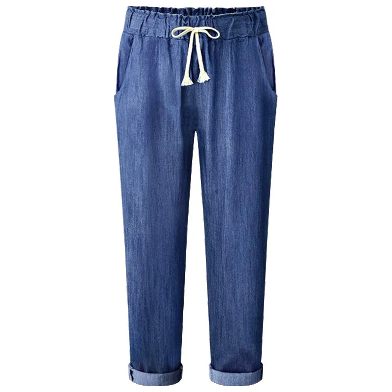 Harem Jeans Pants Womens High Waist Loose Straight Nine Pants Womens Comfortable Casual Pants Large Size 6XL OL Pants 7900
