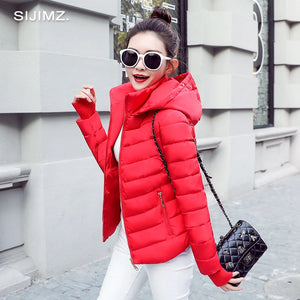 2021 Winter Jacket women Plus Size Womens Parkas Thicken Outerwear solid hooded Coats Short Female Slim Cotton padded basic tops