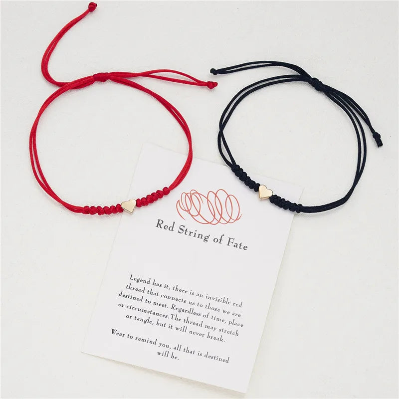 Love Heart Handmade Adjustable Bracelet 2pcs