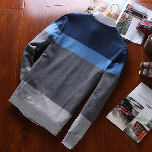 Top Grade 100% Cotton Designer New Fashion Brand Pullover Striped Knitted Sweater Men Korean Casual Plain Jumper Clothes Men