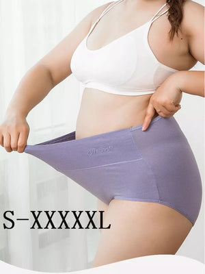 Women's Cotton Panties Underwear High Waist Breathable Briefs Lingerie Intimates Sexy Plus Large Big Size For Fat Comfortable