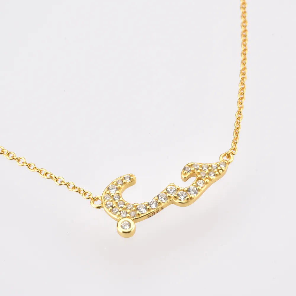 ANDYWEN 925 Sterling Silver Gold Arabic Love Pendant Zircon CZ Charm Long Chain Necklace Women Luxury Jewelry Gift Fine Crystal