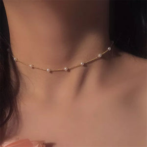 New Beads Women&#39;s Neck Chain Kpop Pearl Choker Necklace Gold Color Goth Chocker Jewelry On The Neck Pendant 2021 Collar For Girl