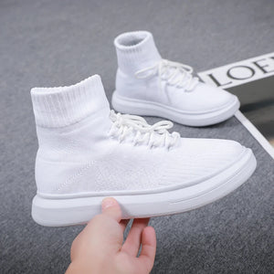 2021 Autumn Winter New Couple Socks Shoes Women Thick-soled Casual Large Size Net Red Knitted Short Boots Women Breathable Shoes