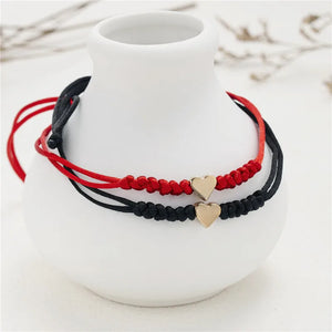 Love Heart Handmade Adjustable Bracelet 2pcs