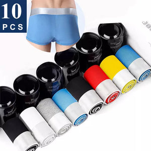 New Boxer Short 10 Pcs Underwear Soft Boxer Homme Cotton Boxer Men Solid Color Boxershorts Men Plus Size Mens Underwear Boxer