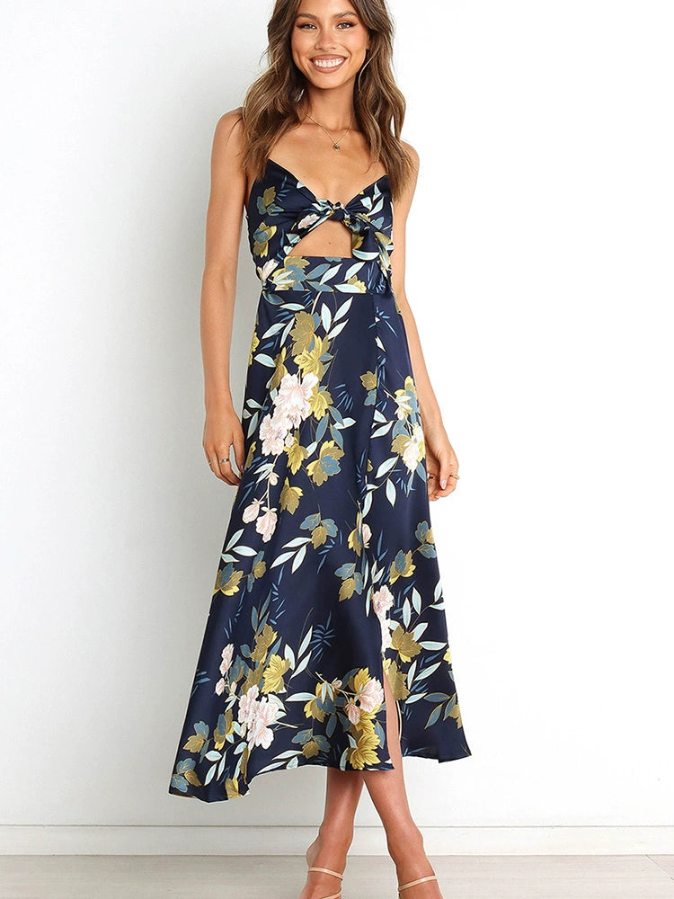 Waist-Tight Summer Floral Dress