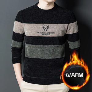 Chenille Jacquard Round Neck Knitwear Casual Fleece Pullover