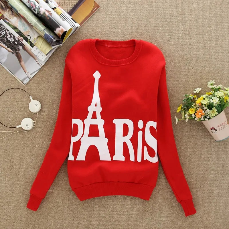 XUANSHOW 2022 Spring Autumn Women's Long Sleeved Sweatshirts Printed Paris Pullover Sweatshirts Clothing Sudaderas Mujer