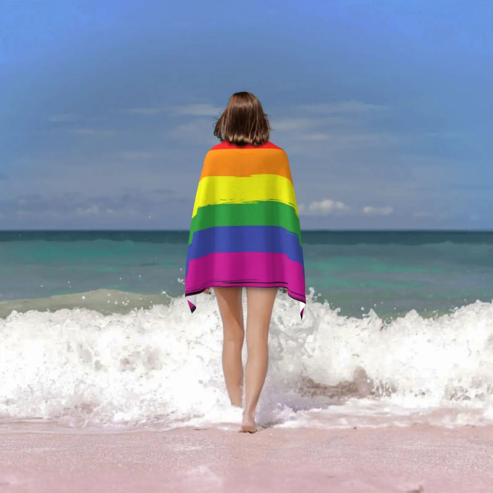Pride Flag Bath Towel Beach Cushion 1739 Cloth Bear Bisexual Lbgt