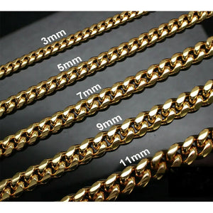 Hiphop Stainless Steel Necklace Curb Cuban Link Chain For Men Women Gold Color Solid Metal Punk Jewelry Gift KNM08