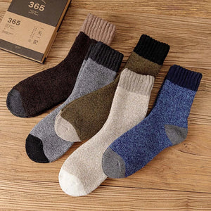 Winter Men's Thick Warm Wool Socks Harajuku Retro Merino Cashmere Socks High Quality Plus Size Casual  Long Socks For Men 3 Pair