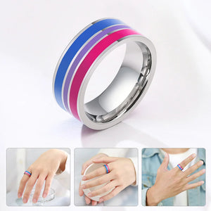 Stainless Steel Rainbow Ring LGBT Colorful Rings For Women Men Couple Wedding Engagement Lesbian Gay Jewelry Gift