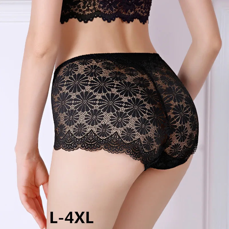 underwear women High-waisted sexy lingerie women hollowed-out lace plus size panties briefs ropa interior femenina ropa mujer