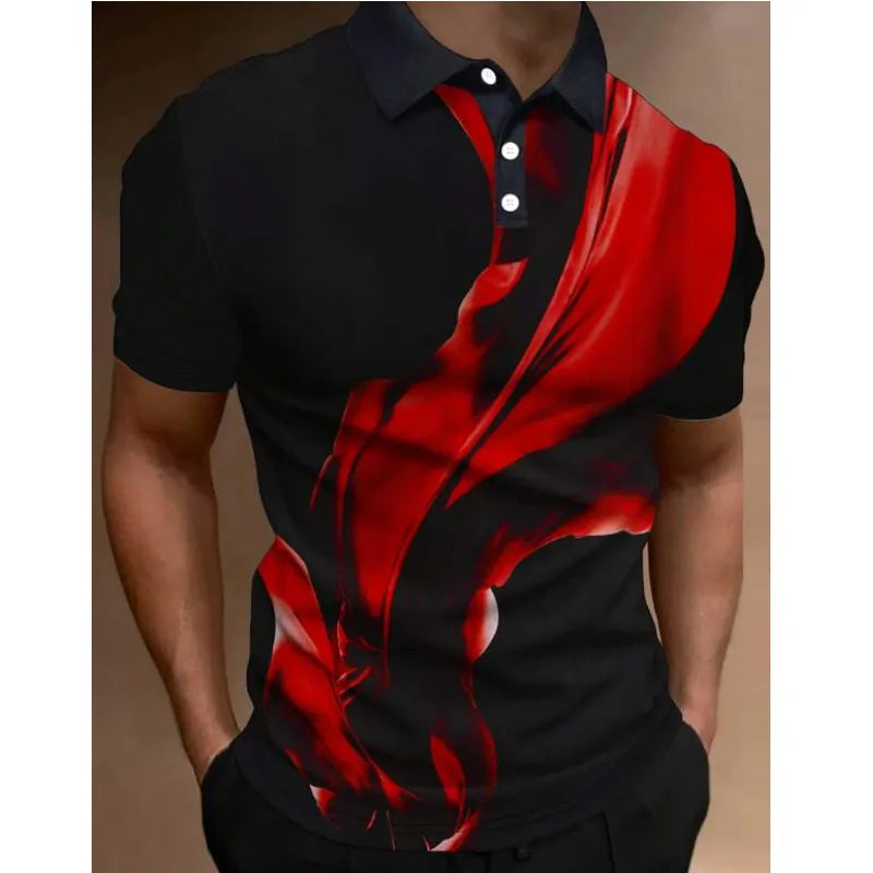 Fashion Men'S Polo Shirt 3d Silk Printed Summer Casual Short Sleeved Street Designer Oversized Shirt High-Quality Men'S Clothing