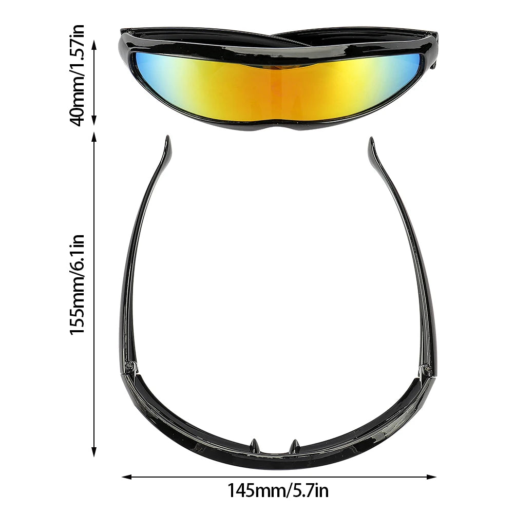 Futuristic Narrow Cyclops Visor Sunglasses Laser Eyeglasses UV400 Personality Mirrored Lens Costume Eyewear Glasses