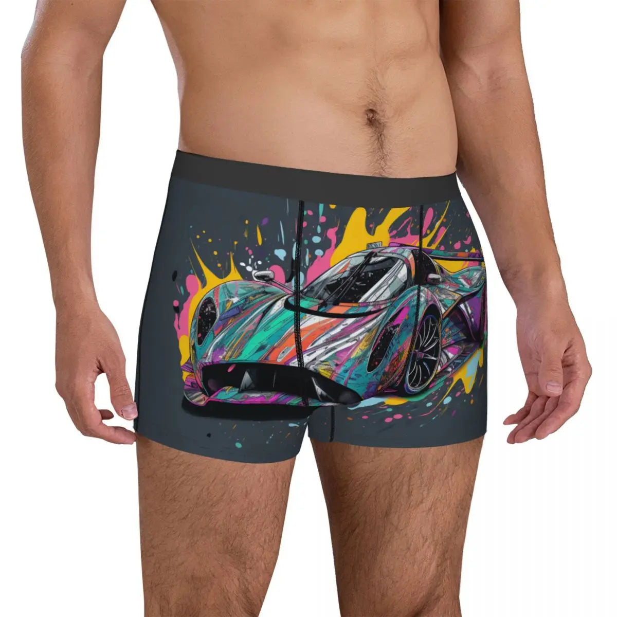 Dazzling Sports Car Underwear Grafitti Psychadelic Pouch Quality Boxershorts Sublimation Shorts Briefs Cute Males Underpants