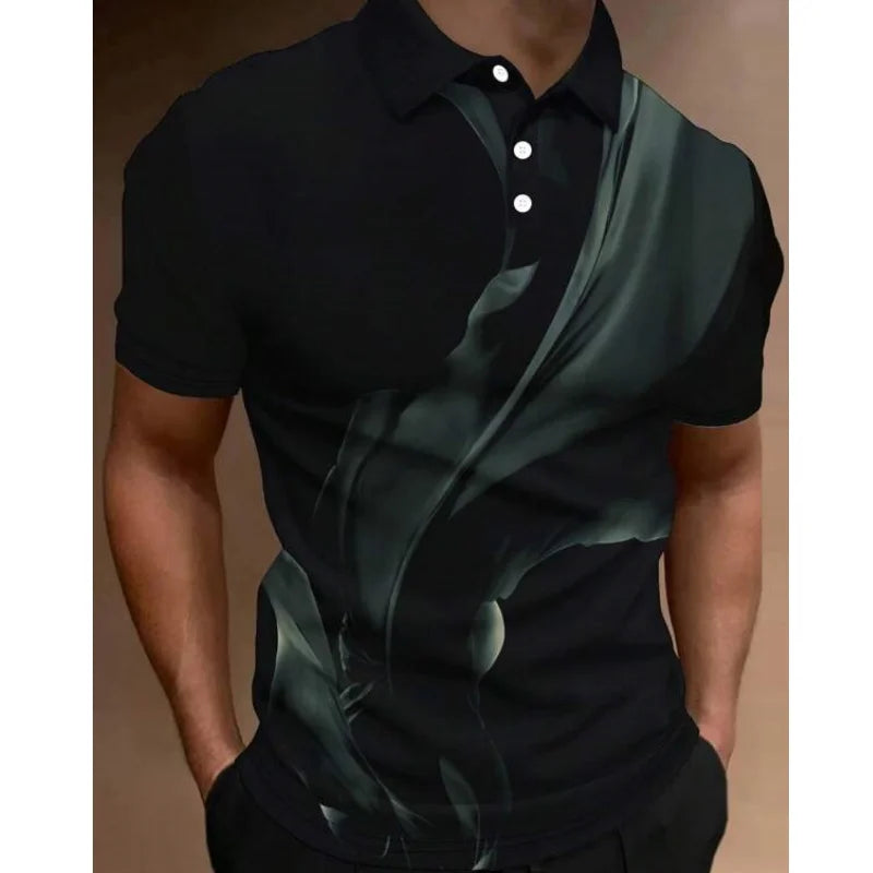 Fashion Men'S Polo Shirt 3d Silk Printed Summer Casual Short Sleeved Street Designer Oversized Shirt High-Quality Men'S Clothing