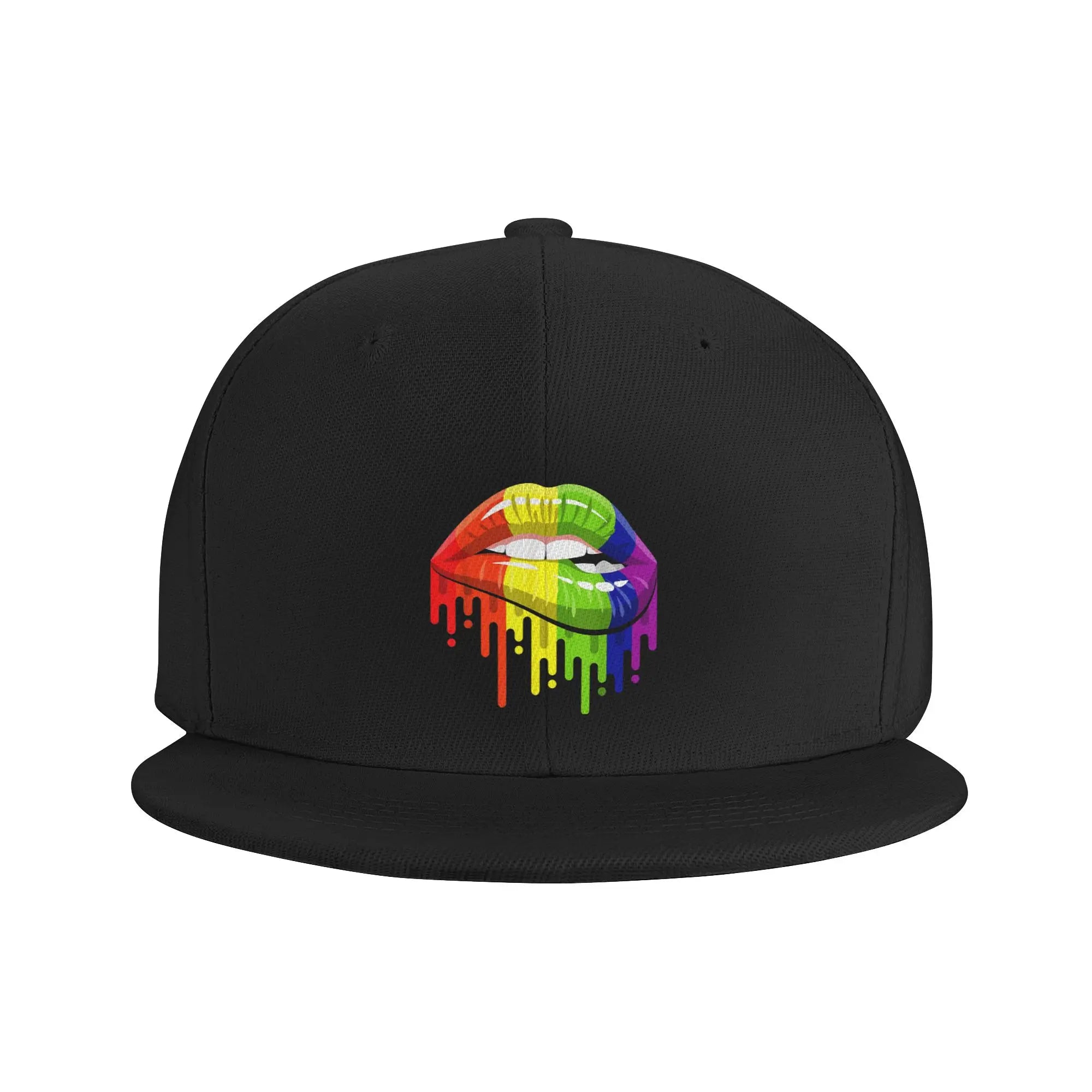 LBGT Rainbow Lip Love Is Love Hiphop Flat Baseball Cap Mens Cap Unisex Four Seasons Casual Snapback Trucker Hat