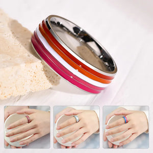 Stainless Steel Rainbow Ring LGBT Colorful Rings For Women Men Couple Wedding Engagement Lesbian Gay Jewelry Gift