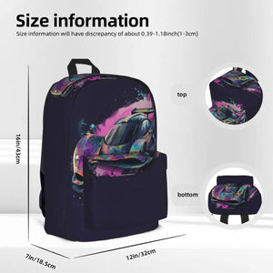 Dazzling Sports Car Backpack Psychadelic Grafitti Travel Backpacks Men Custom Soft School Bags Funny Rucksack