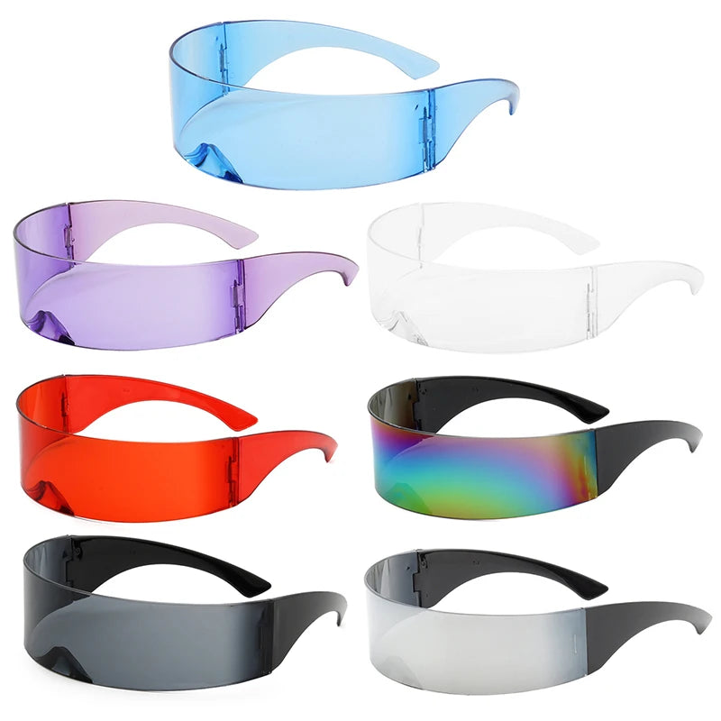 Futuristic Rimless Wrap Around Anti-UV Cycling Sunglasses