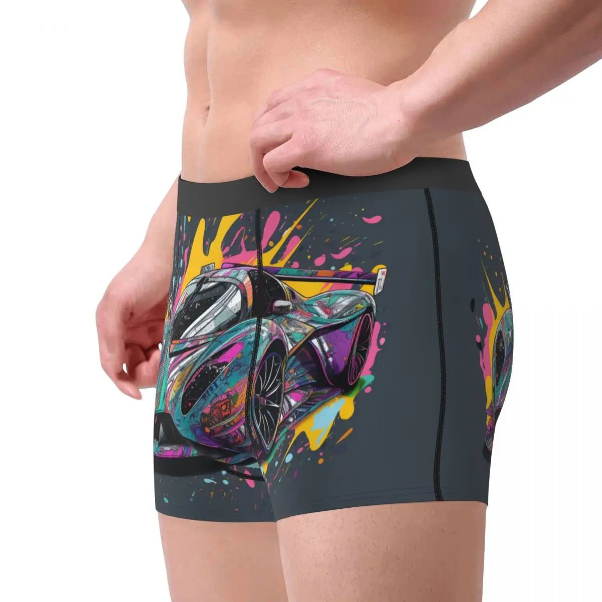 Dazzling Sports Car Underwear Grafitti Psychadelic Pouch Quality Boxershorts Sublimation Shorts Briefs Cute Males Underpants