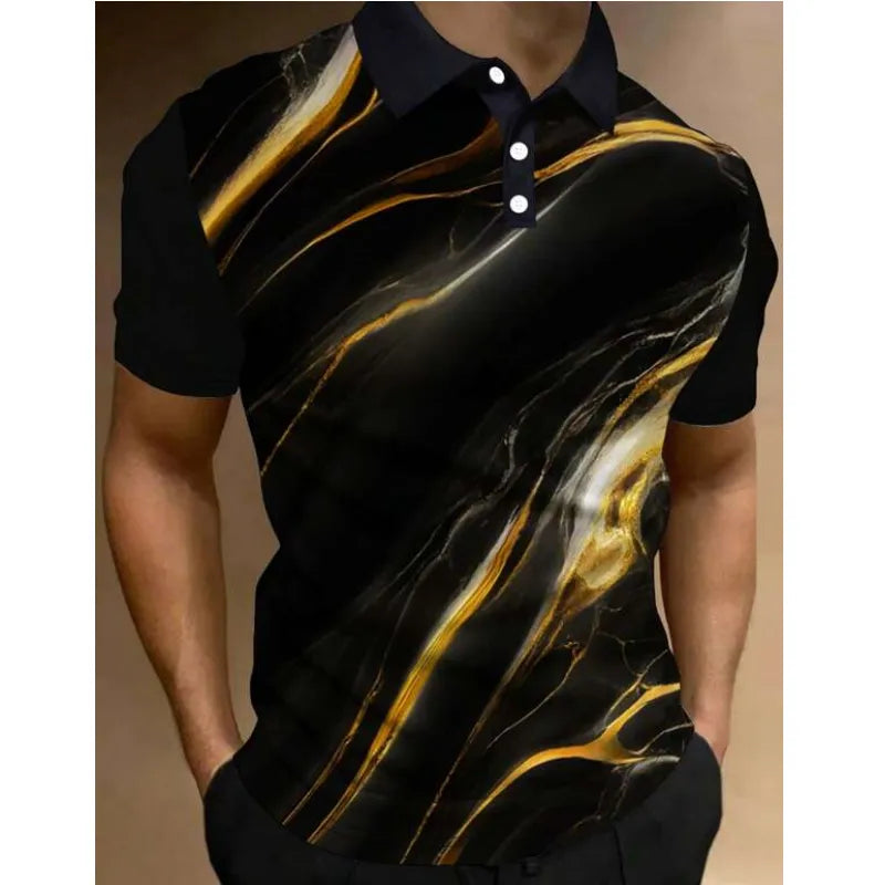 Fashion Men'S Polo Shirt 3d Silk Printed Summer Casual Short Sleeved Street Designer Oversized Shirt High-Quality Men'S Clothing