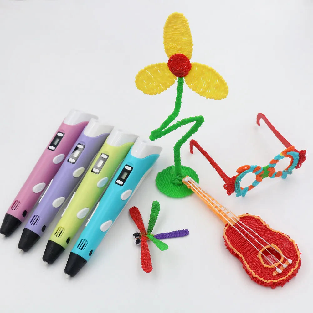 3D Pen Printer 3d Pens For Children Kids DIY Drawing Pencil With LCD PLA Filament Gel Paint Toys Safe Christmas Birthdy DIY Gift