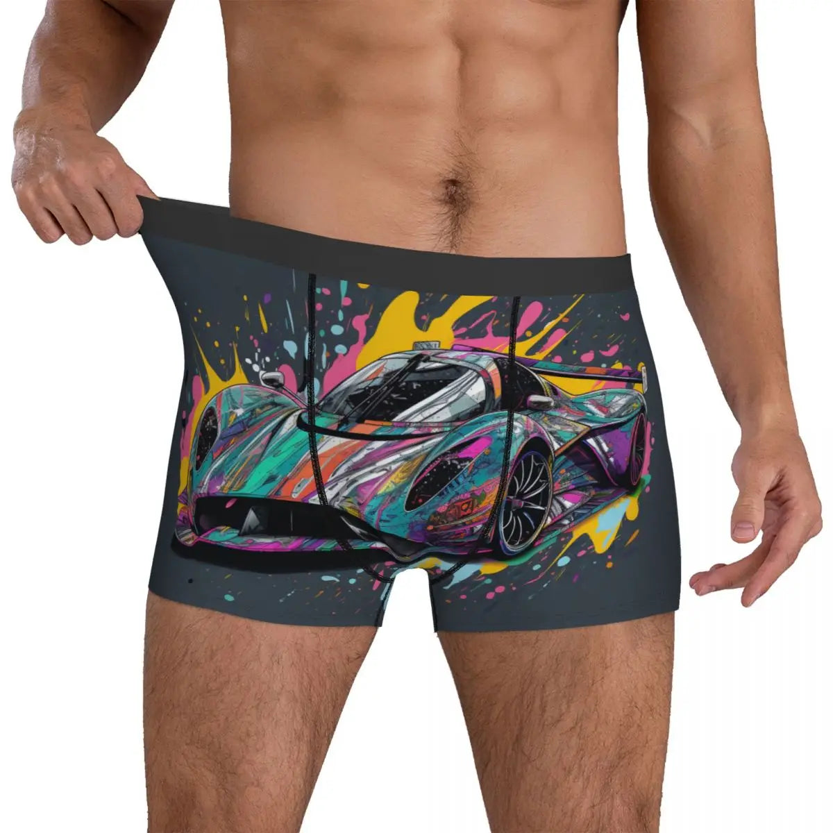 Dazzling Sports Car Underwear Grafitti Psychadelic Pouch Quality Boxershorts Sublimation Shorts Briefs Cute Males Underpants