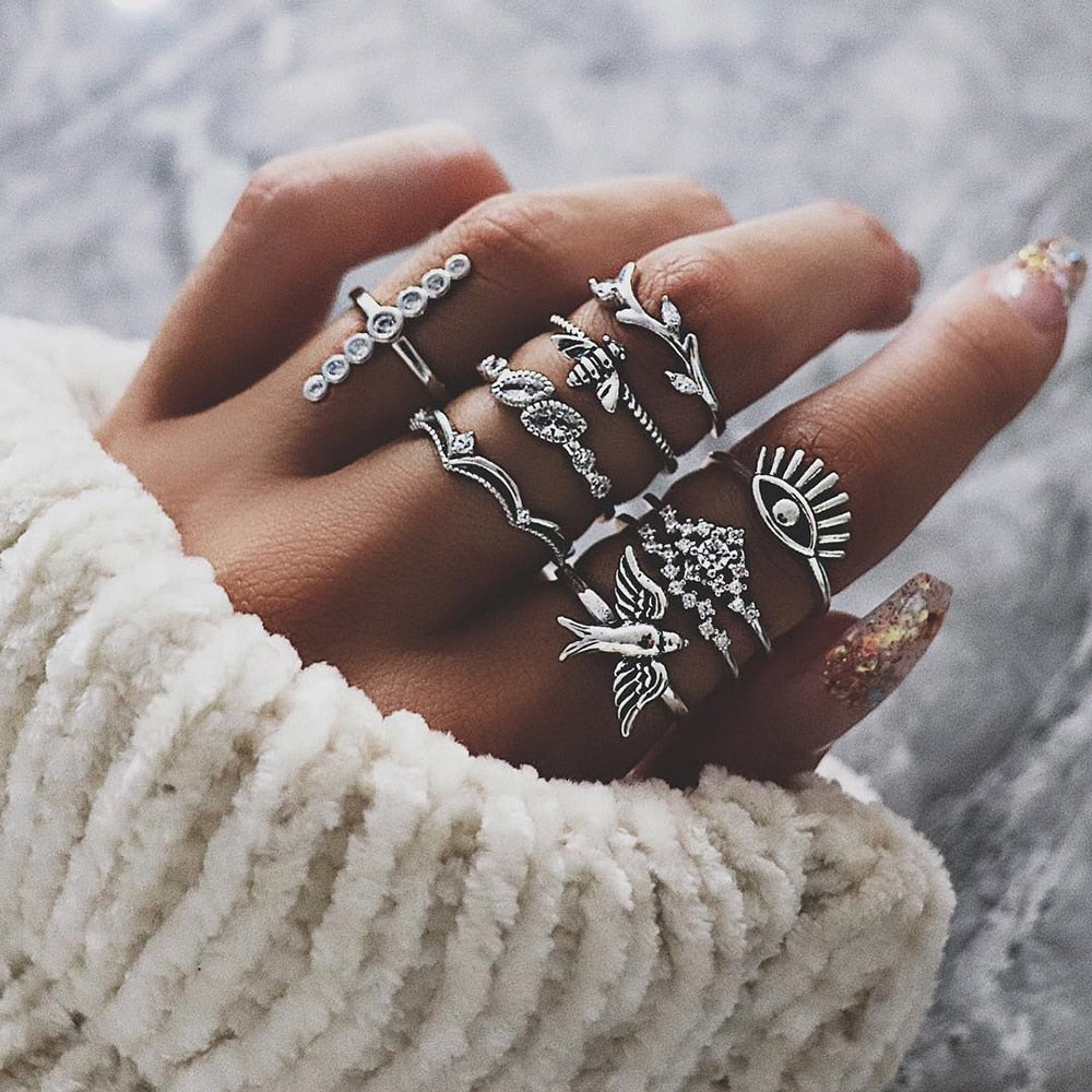 Trendy Boho Midi Knuckle Ring Set