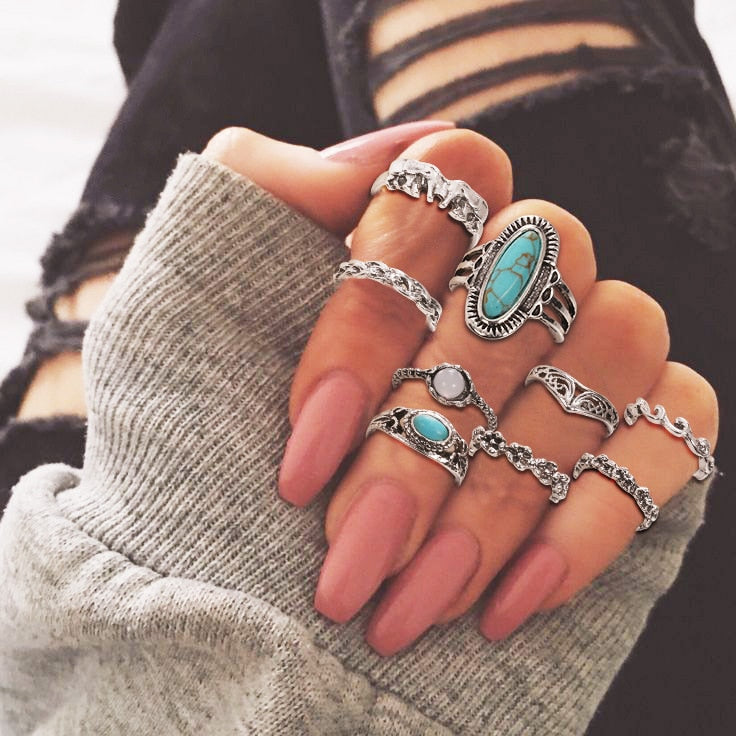 Trendy Boho Midi Knuckle Ring Set