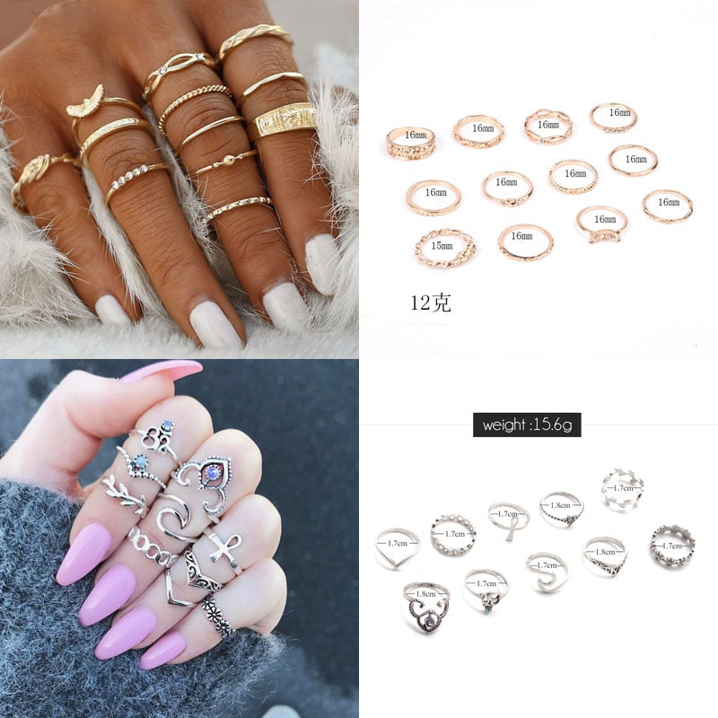 Trendy Boho Midi Knuckle Ring Set