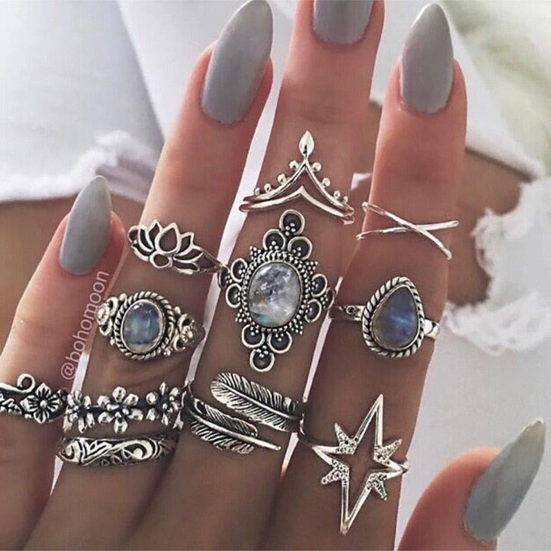 Trendy Boho Midi Knuckle Ring Set