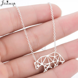 Origami Stainless Steel Animal Pendant Necklace